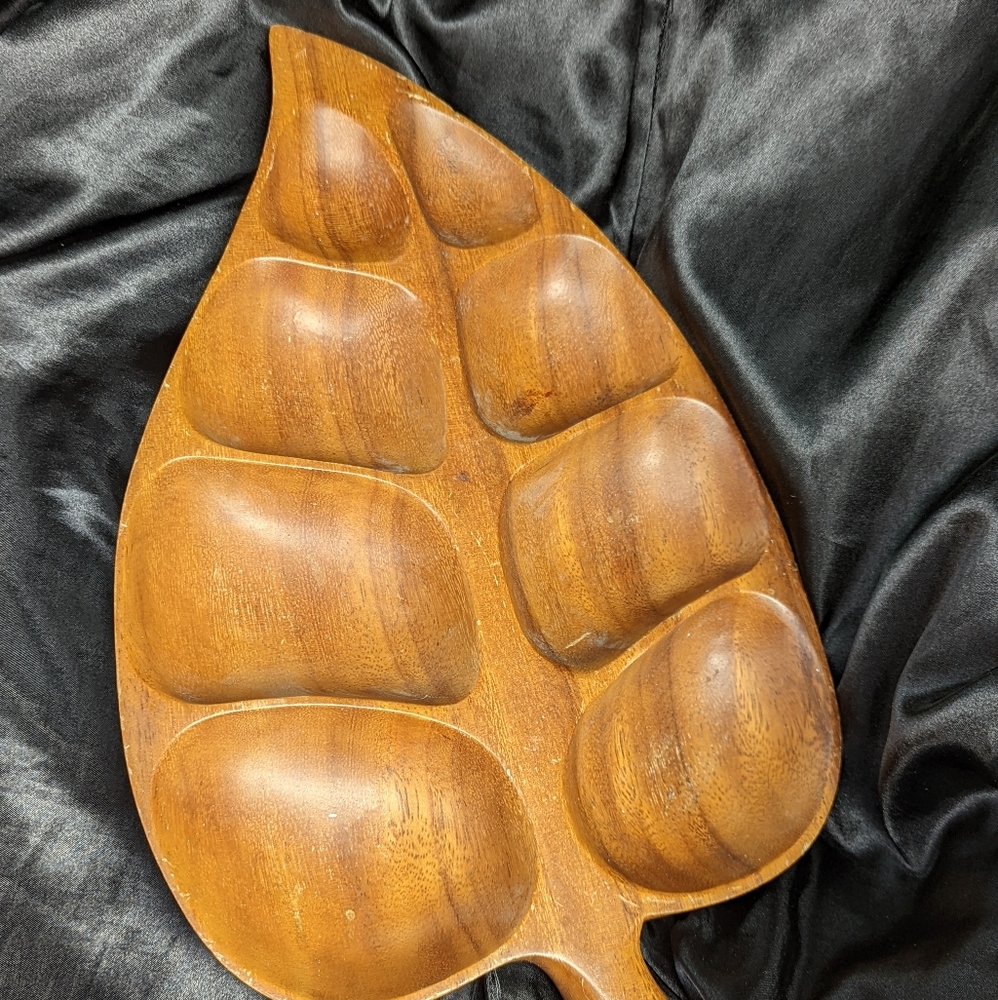 Vintage Monkey Pod Divided Platter Very Good Vintage Condition